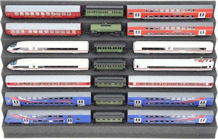 Produktbild Feldherr Zugliege Spur TT – 7 Fächer für Lokomotiven & Waggons (Schaumstoff)