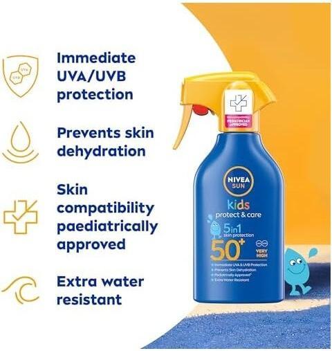 Immagine prodotto NIVEA Sun Kids SPF 50+ Spray a Trigger (Spray solare, SPF 50+, 270 ml)
