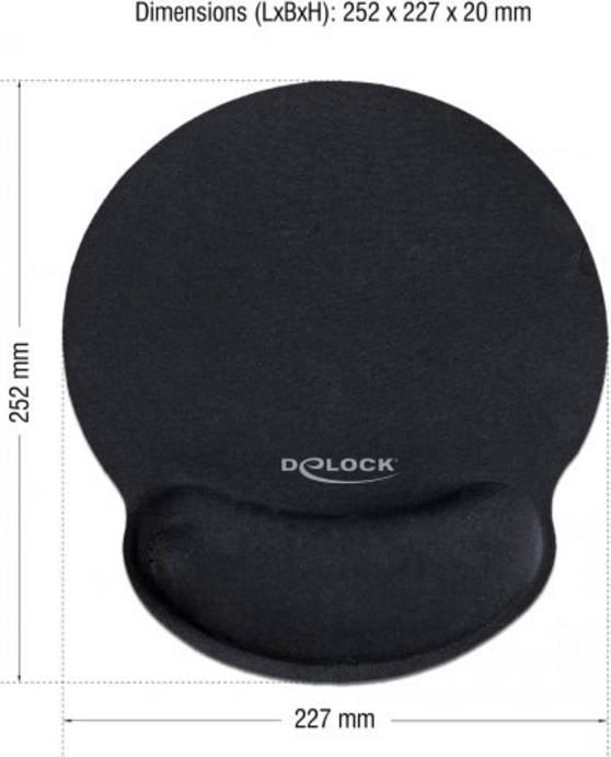 Produktbild Delock Mauspad mit Handballenauflage rund schwarz (S)
