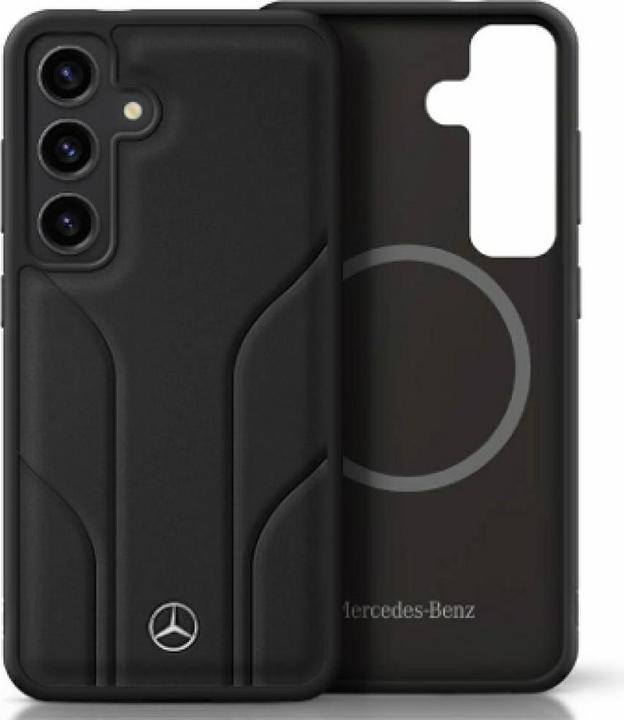 Actual product image Mercedes Leather Debossed Lines MagSafe case for Samsung Galaxy S25+ - black (Samsung Galaxy S25+)