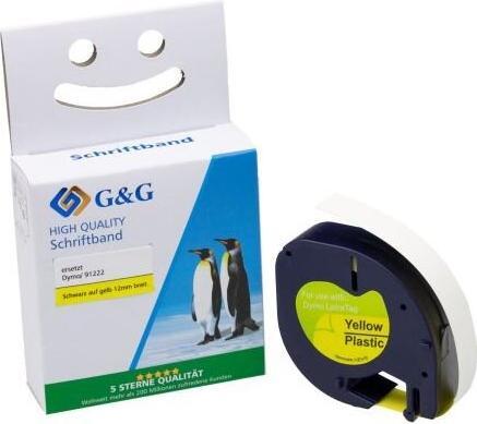 Produktbild G&G Schriftband Bandfarbe: Gelb Schriftfarbe: Schwarz 12 mm 4 m (1.20 cm, Gelb)