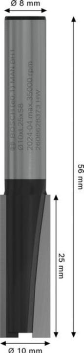 Produktbild Bosch Nutfräser, 8 mm, D1 10 mm, L 25,4 mm, G 56 mm