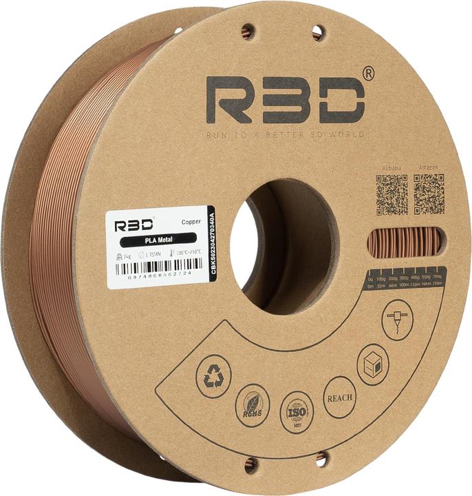 Immagine prodotto R3D Filamento PLA metallo rame 1,75 mm 1 kg (PLA, 1.75 mm, 1000 g, Rame)