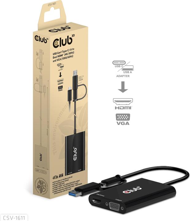 Produktbild Club 3D Club3D Adapter MiniDisplayport > DVI DualLink HDCP Off St/Bu (HDMI, USB Typ-C, VGA, 9.10 cm)