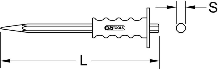 Actual product image KS Tools Pointed chisel with protective handle (200 mm)