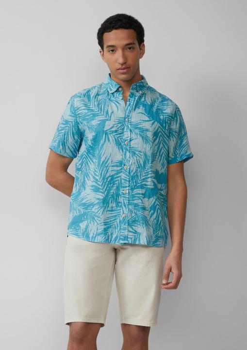 Produktbild S.Oliver Hemd Regular Fit: Gemustertes Kurzarmhemd aus Leinen (M)