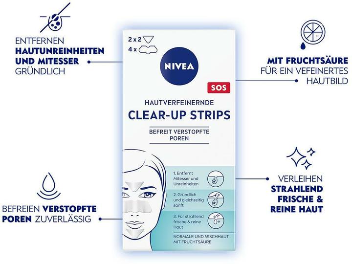 Actual product image NIVEA Hautverfeinernde Clear-up Strips (Blackhead remover)