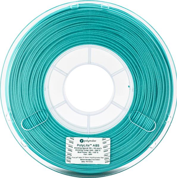 Produktbild Polymaker PolyLite ABS - Teal - 1.75mm (ABS, 1.75 mm, 1000 g, Türkis)