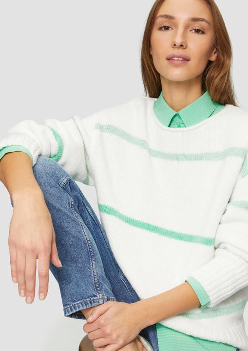 Produktbild S.Oliver Strickpullover Gestreifter Strickpullover mit Rollkante (48)