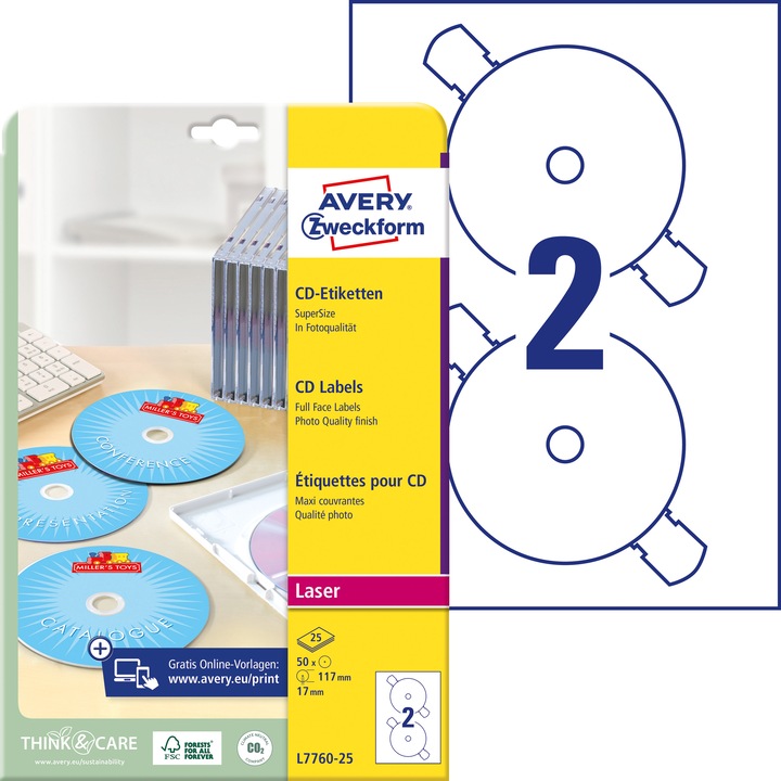Produktbild Avery CD-Etiketten Supersize