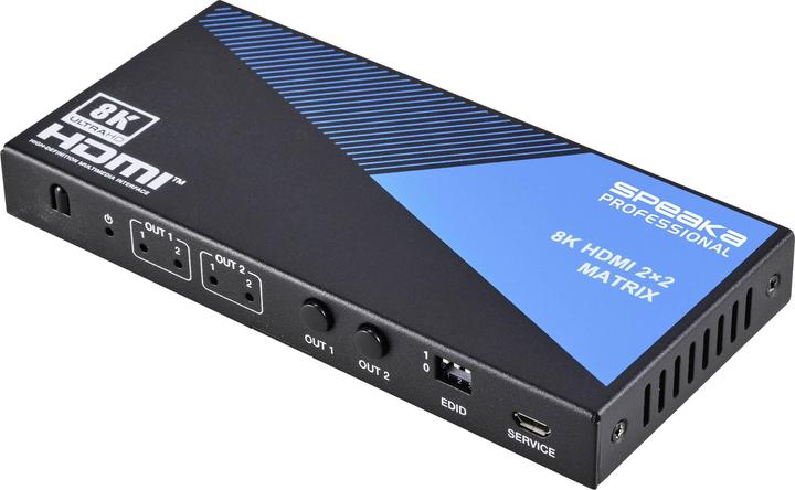 SpeaKa Professional SP-11571776 2+2 port HDMI matrix switch Ultra HD-capable 7680 x 4320 pixels Black