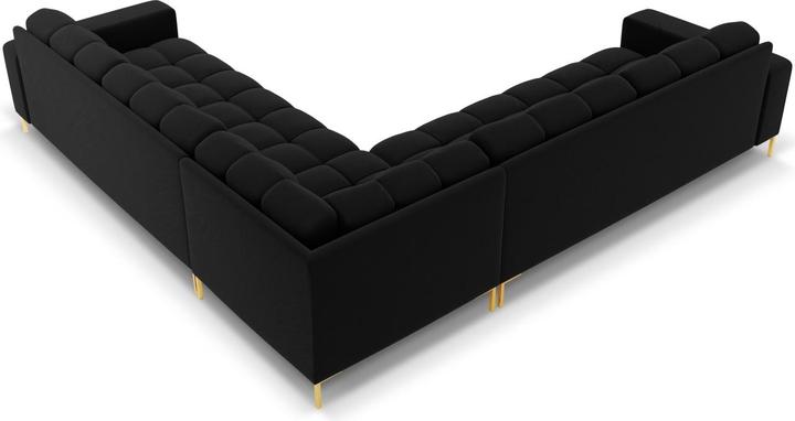 Actual product image Cosmopolitan Design Velvet Symmetrical Corner Sofa, "Bali", 6 Seats, Black, 256x256x75 Made in Europe (Corner sofa)