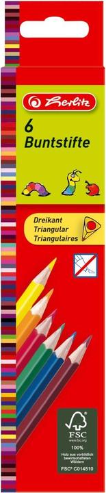 Herlitz Triangular Crayons Box of 6 (Multicoloured, 6 x)