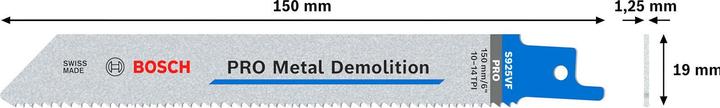 Immagine prodotto Bosch Professional Zubehör Lama PRO Metal Demolition S925VF, 1,25 x 19 x 150 mm, 5 pezzi.