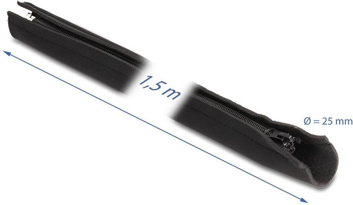 Image du produit Delock Gaine de câble néoprène flexible avec fermeture éclair 1,5m x 100mm noir (Gaines pour câbles, 150 cm)