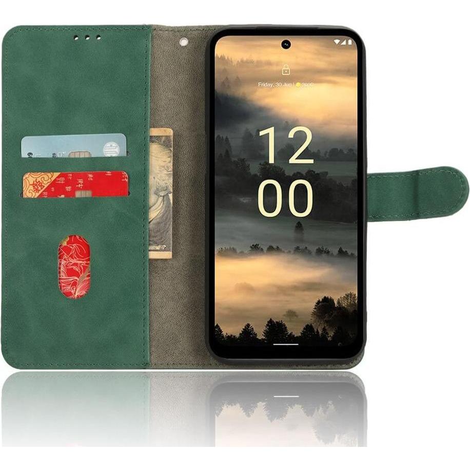 Thumbnail - Cover-Discount Nokia XR21 - Etui in Wildleder Optik grün (Nokia XR21), Smartphone Hülle, Grün