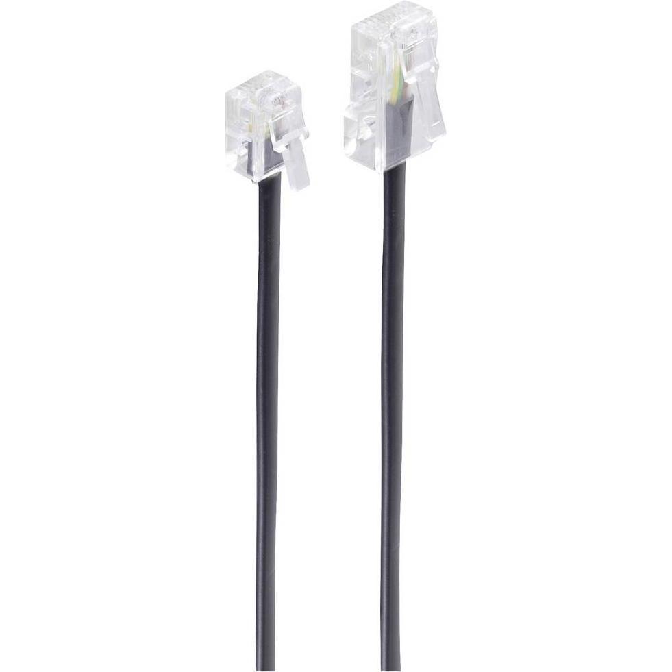 Shiverpeaks BASIC-S Modular-Kabel, RJ11-RJ45 Stecker, 15,0 m Länge: 15,0 m, Farbe: schwarz, 4-adrig, Telefon Zubehör