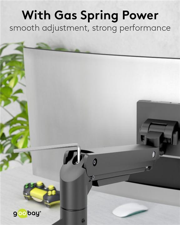 Image du produit Goobay Support pour écran simple Gaming avec vérin à gaz, noir (Sol, 49", 20 kg)