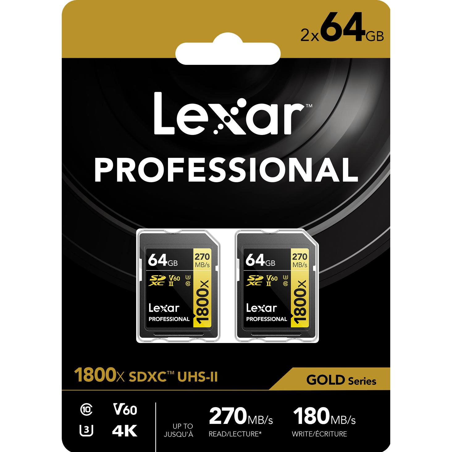 Thumbnail - Lexar Professional (64 GB, SDXC, U3, UHS-II), Speicherkarte, Schwarz