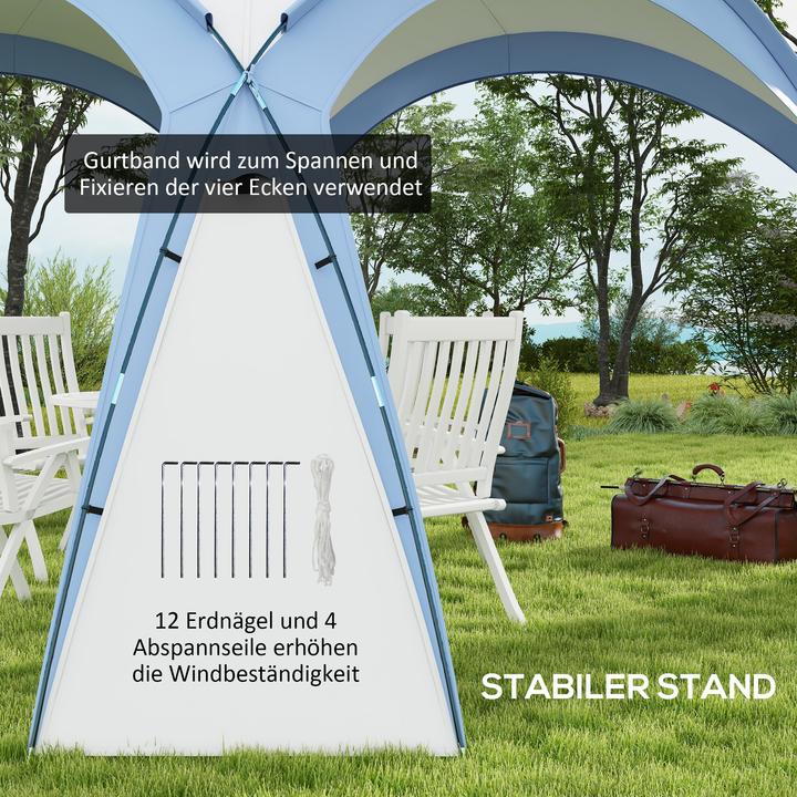 Produktbild Outsunny Event Pavillon Polyester, Fiberglas Hellblau (350 cm, 350 cm)