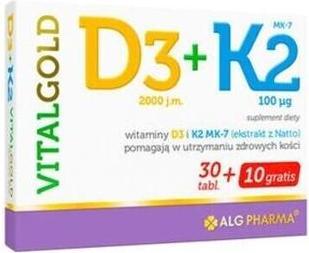 Alg Pharma D3+K2 Vitalgold - 40 Tabletten. Nahrungsergänzungsmittel für Erwachsene