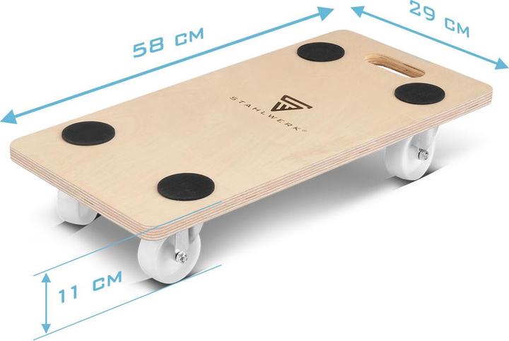 Actual product image Stahlwerk Rollwagen 2er Set bis 250 kg 58 x 29 cm Rollbrett Transportroller (250 kg)