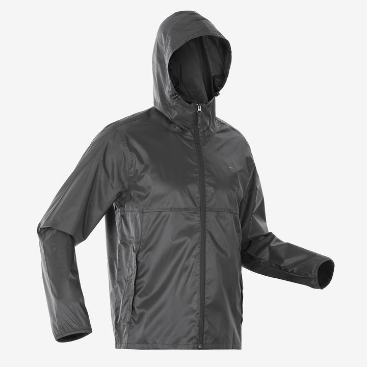 Actual product image Quechua Rain jacket men's Raincut Fullzip - black (L)