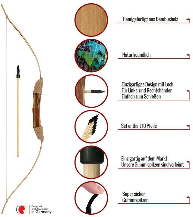 Immagine prodotto Bogenkönig Holzpfeile mit Gummispitze 20 Stück