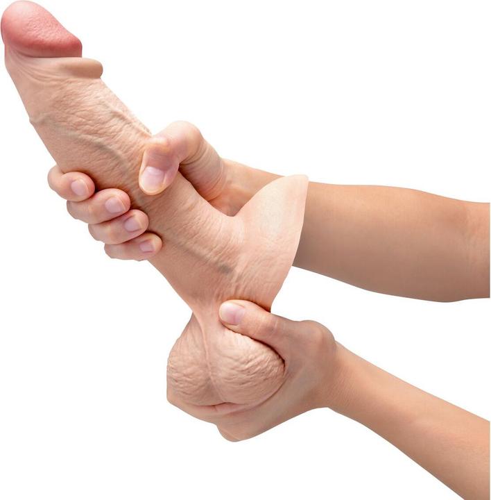 Actual product image Earthly Body Slipskin Realistic Silicone Dildo 8 Inch Girthy Cream