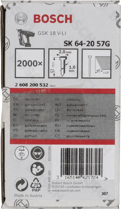 Actual product image Bosch Professional Zubehör Countersunk pin SK64 20G, 57 mm galvanised