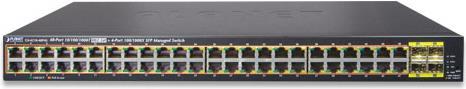 Produktbild Planet 48-Port 10/100/1000T 802.3at PoE + 4-Port 100/1000BASE-X SFP Managed Switch / 440W (48 Ports)