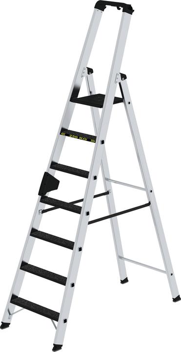 Munk Stufen-Stehleiter 250 kg einseitig begehbar mit clip-step R13 7 Stufen (Stehleiter, 132 cm)