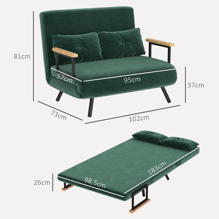 Produktbild Homcom Schlafsofa Stahl, Polyester Grün