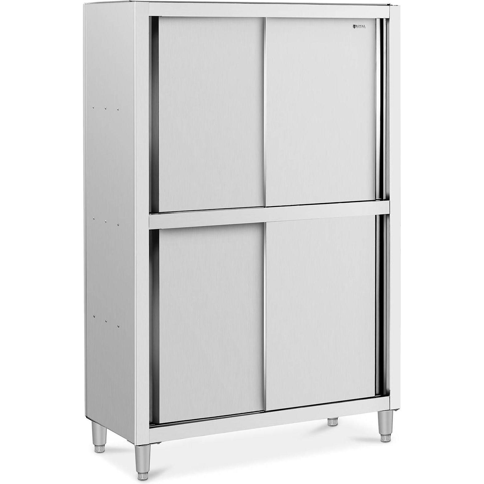 Thumbnail - Royal Catering, Regal, Geschirrschrank Edelstahl Hochschrank Vorratsschrank Schiebetüren Breite 120 cm (120 x 50 x 180 c...
