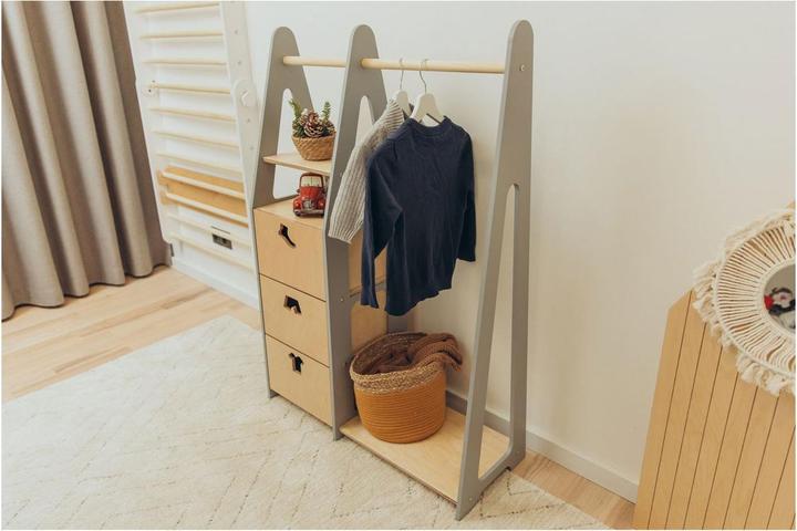 Produktbild Duck Woodworks Kindergarderobe Schubladen mit Kleiderform Griffen