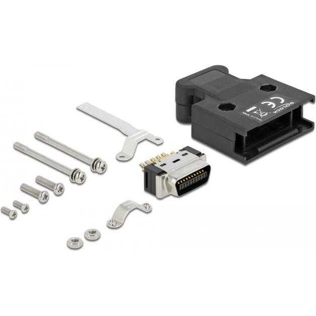 Delock MDR Stecker 20 Pin Lötanschluss mit Gehäuse, PC Zubehör, Schwarz