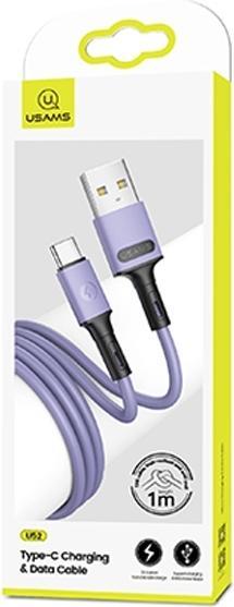 Actual product image Usams Cable U52 USB-C 2A Fast Charge 1m purpurowy/purple SJ436USB04 (US-SJ436) (1 m, USB 3.2 Gen 1)