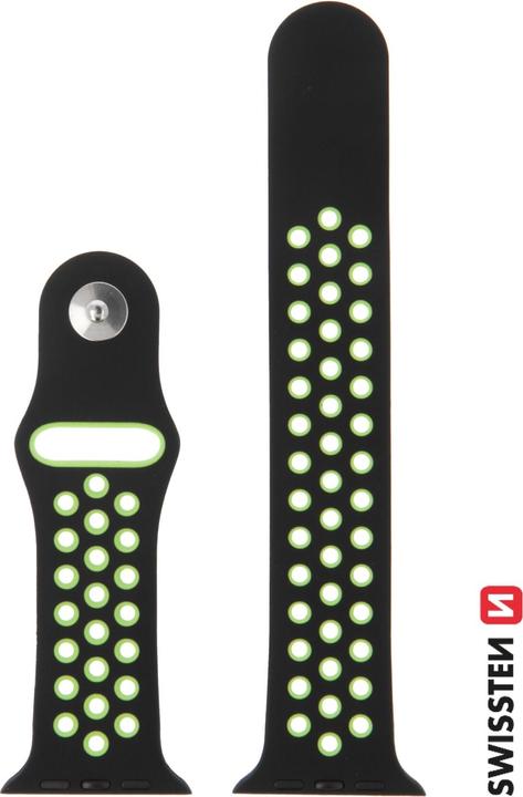 Swissten Silicone Band for Apple Watch - Sport 38/40/41 mm Black/Green (Silicone)