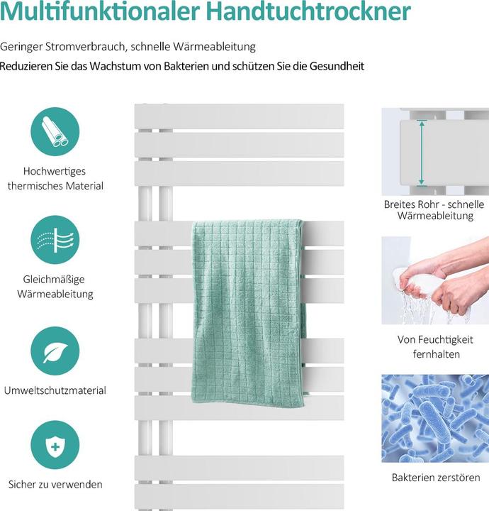Image du produit Emke Radiateur sèche-serviettes Réglage de la température 76x50cm Blanc 397W