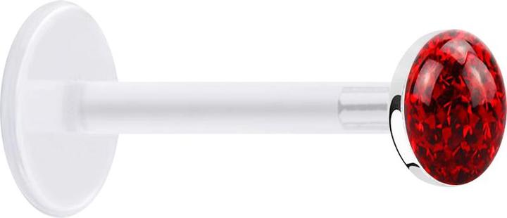Immagine prodotto Star Piercing Micro Labret trasparente con disco di cristallo e strato protettivo epossidico rosso (senza ottone, Argento 925, Materiale sintetico)