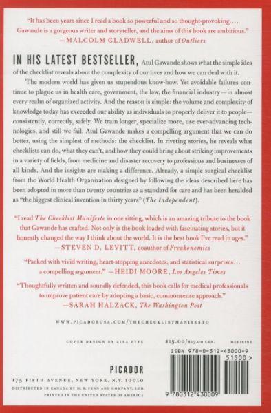 Immagine prodotto Il manifesto della lista di controllo (Atul Gawande, Inglese)