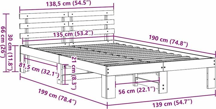 Actual product image vidaXL Bettgestell (135 x 190 cm)