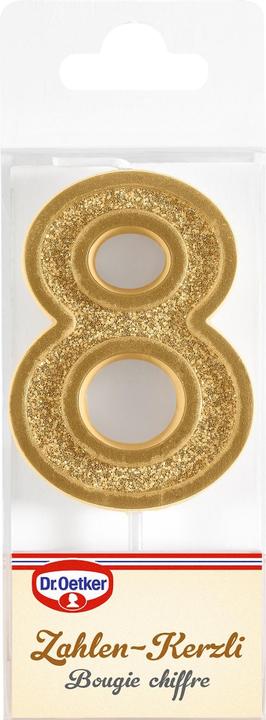 Produktbild Dr. Oetker Dr.Oetker Zahlenkerze 8 1 Stück, Detailfarbe: Dunkelgelb (1 x)