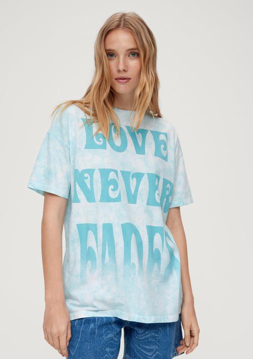 Produktbild s.Oliver T-Shirt Batikshirt mit Statement-Print (S)