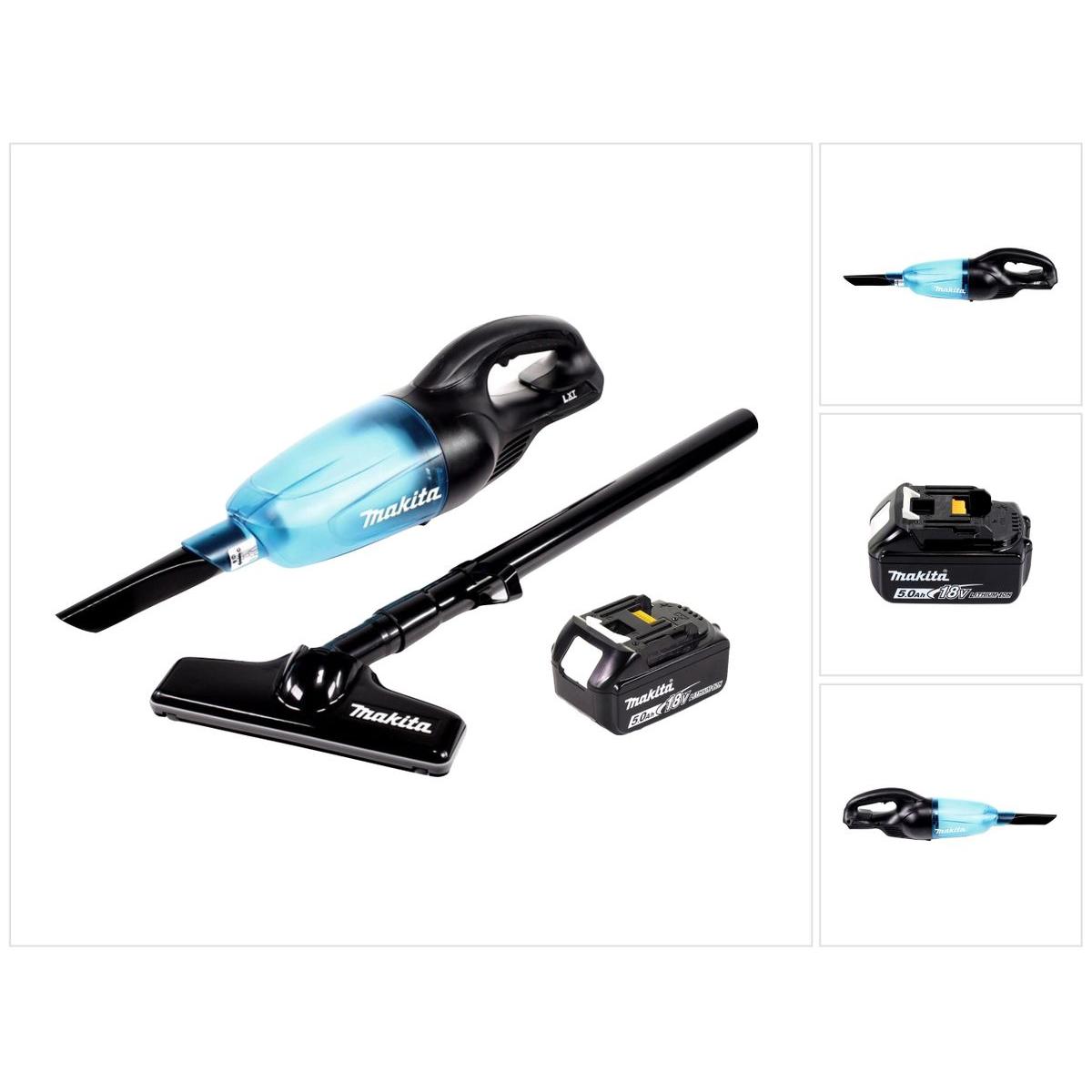 Makita DCL 180 T1 B Akku Staubsauger 18 V Schwarz + 1x Akku 5,0 Ah - ohne Ladegerät, Staubsauger, Schwarz