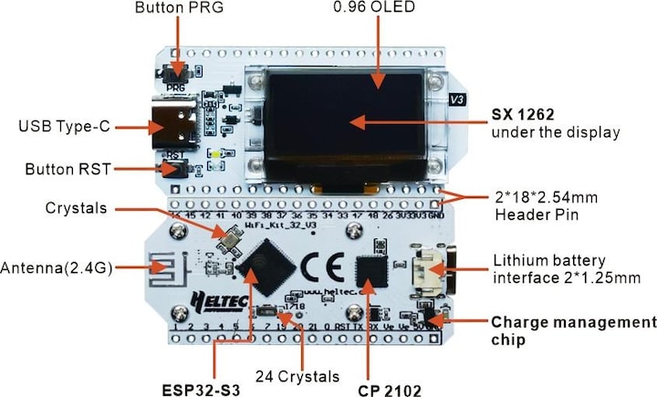 Actual product image Heltec Automation ESP32 WiFi Kit 32 V3 mit OLED Display