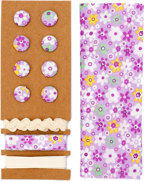 Immagine prodotto Glorex Set tessile fiori viola 48x48cm nastri 3x1m 8 bottoni