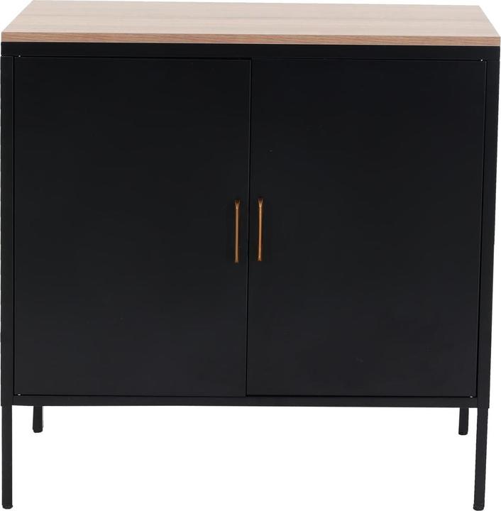 Actual product image Mendler Chest of drawers HWC-L84, 2 doors metal 90x90x40cm, melamine coated - black (90 x 90 x 40 cm)