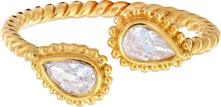 Immagine prodotto Elli Anello Zirconia Drop Look Vintage Argento 925 Placcato Oro (54, 925 Argento)