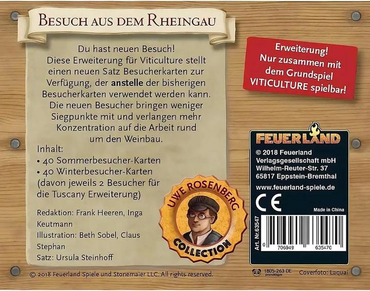 Produktbild Feuerland FEU63547 - Besuch aus dem Rheingau: Viticulture, ab 12 Jahren (Erweiterung, DE-Ausgabe) (Deutsch, 1 - 6 Spieler)